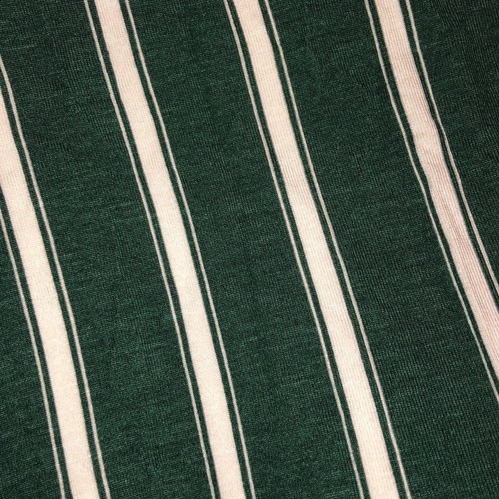 green & white striped flare pants